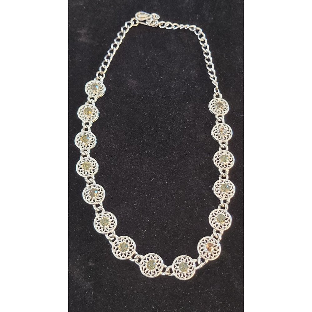 Vintage Coro Filigree Gemstone Necklace 17" Corn Cob Motif